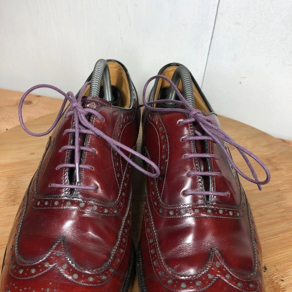 Johnston Murphy Mens size 9 Vintage Oxfords Dress Red Leather Wingtip Classic